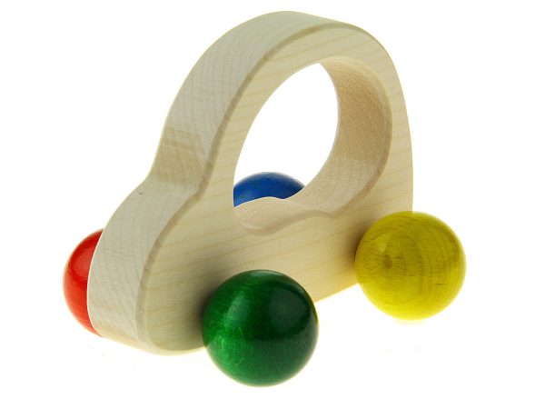 Handgefertigtes Holzauto mit bunten Rädern nachhaltiges Spielzeug für Kinder