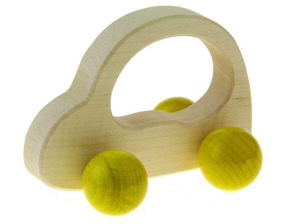 Naturbelassenes Holzspielzeug Auto mit gelben Holzrädern nachhaltiges Spielzeug Babyspielzeug Holz